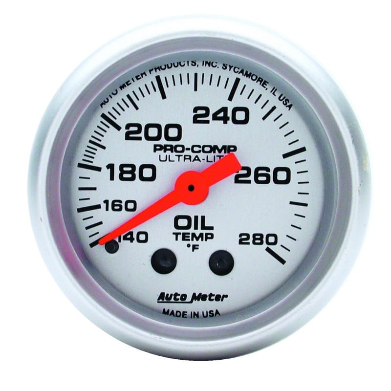AutoMeter — Autometer Ultra-Lite 52mm 140-280 Deg F Mechanical Oil Temp Gauge
2" OIL TEMP, 140-280