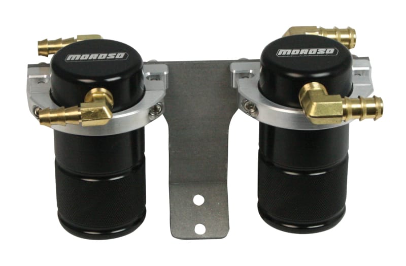 Moroso — Moroso 04-07 Subaru STi (w/Front Mount Intercooler) Air/Oil Separator Catch Can - Billet Alum -Black