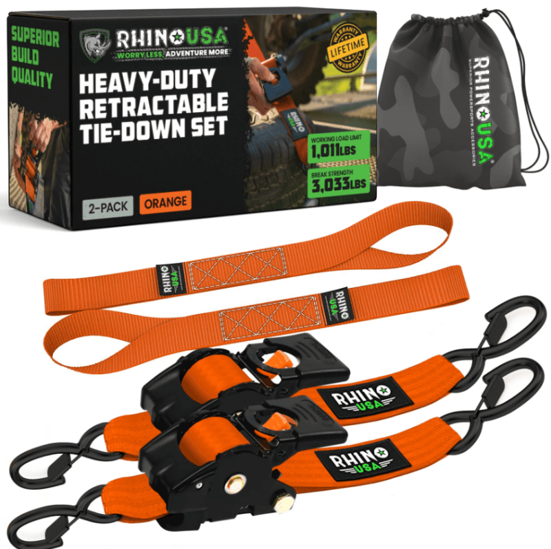Rhino USA — Rhino USA Retractable Ratchet Straps (4 Pack, 2Inx10Ft) (Orange)
