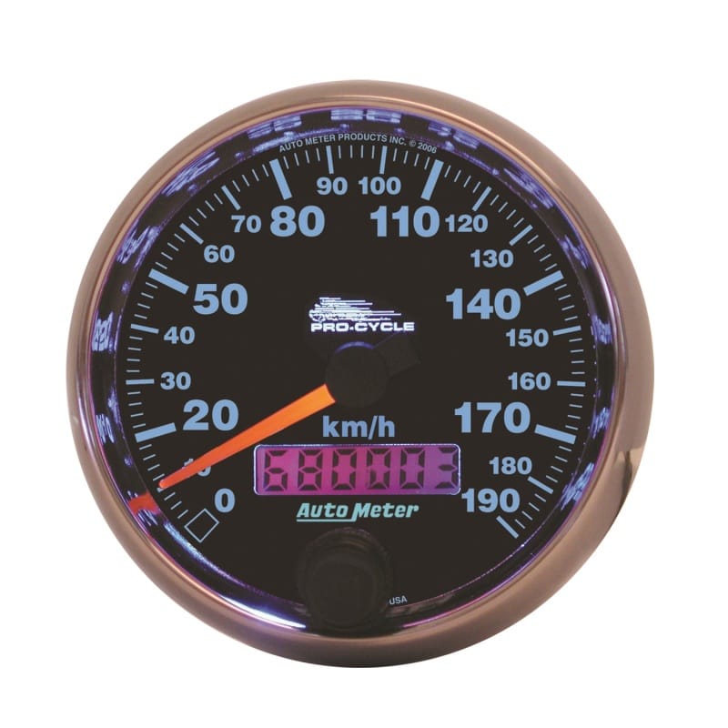 AutoMeter — Autometer Pro-Cycle Gauge Speedo 2 5/8in 190 Kmh Elec Black
2.6" SPD 190 K PC BK