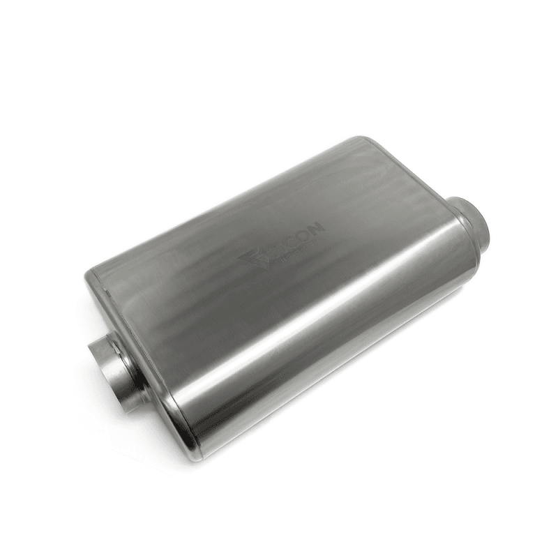 Ticon — Ticon Industries 17in Overall Length 2.5in Thin Oval Titanium Muffler - 2.5in Center In/Offset Out