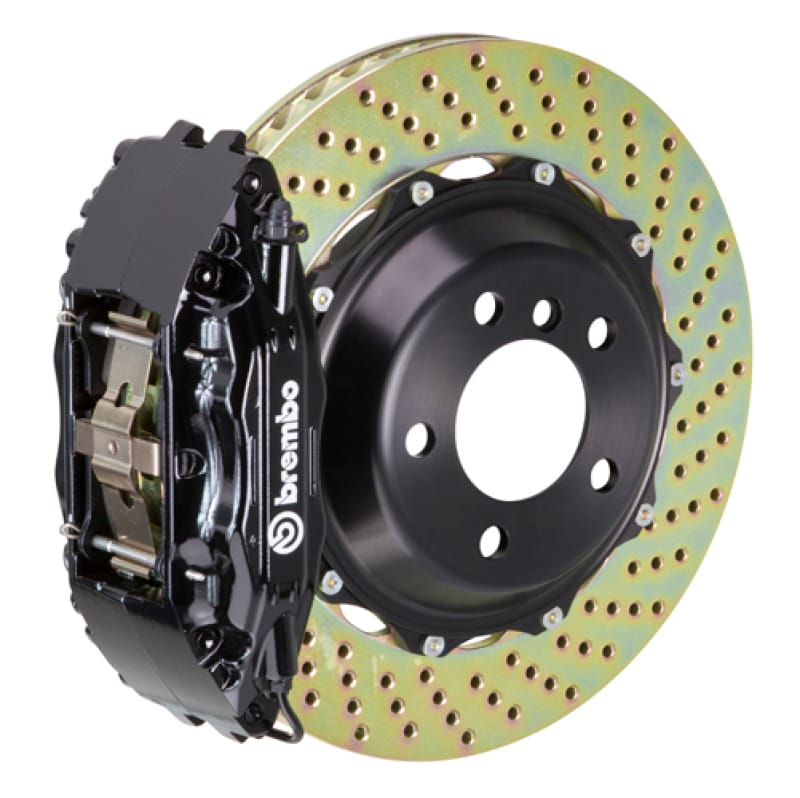 Brembo — Brembo 95-98 240SX/ w/5-lug Hubs Front GT BBK 4 Piston Cast 2pc 332x32 2pc Rotor Drilled-Black