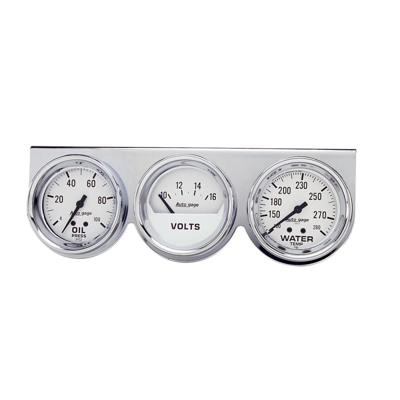 AutoMeter — Autometer AutoGage 2-5/8in 0-100 PSI Oil Press/ 16 Volt / 130-280 Deg Water Temp - Chrome Bezel
3 GA PNL OP/WT/V CHR