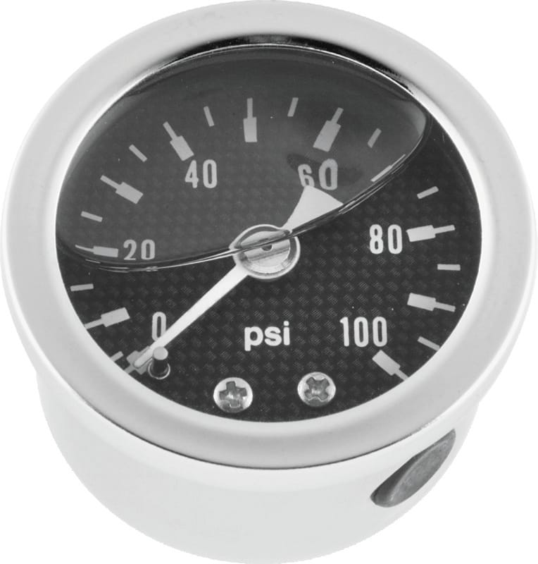 Bikers Choice — Bikers Choice 0-100 PSI Oil Pressure Gauge Carbon Face Stainless Bezel Liquid Filled Univ Custom
