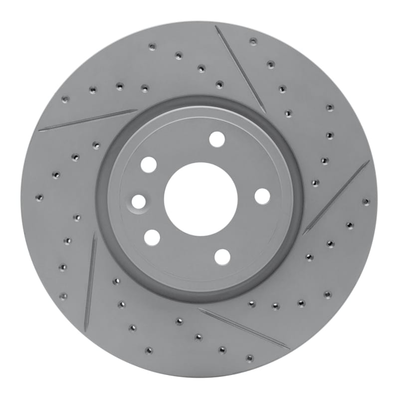 R1 Concepts — R1 17-19 Jaguar Xe Front Right Drilled & Slotted Geo-Carbon Rotor