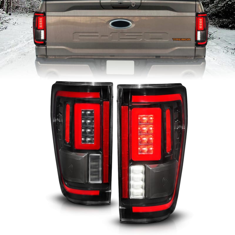 ANZO — ANZO 21-23 Ford F-150 LED Taillights Seq. Signal w/BLIS Cover - Black Housing
Tail Light Set