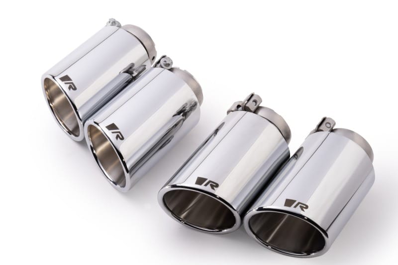 Remus — Remus Stainless Steel 102mm Angled/Angled Rolled Edge Chrome Tail Pipe Set (Quad Tips)