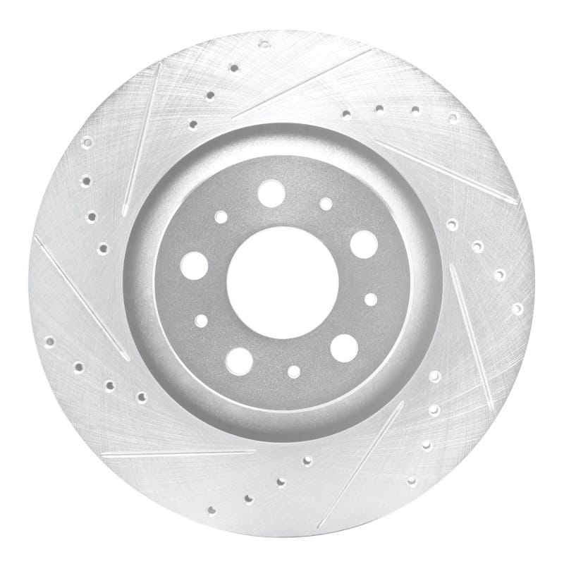 R1 Concepts — R1 20-25 Tesla Model Y Rear Left Drilled & Slotted Silver Brake Rotor