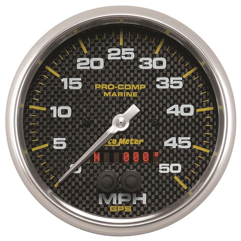 AutoMeter — Autometer Speedometer Gauge 5 inch 50MPH GPS Marine Carbon Fiber
5" SPD GPS 50 MCF