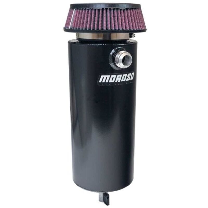 Moroso — Moroso 6in Diameter Single -16AN Inlet Aluminum Breather Tank Catch Can - Black