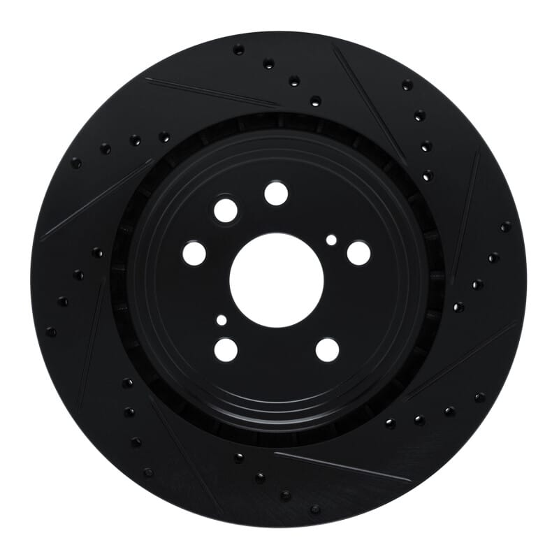 R1 Concepts — R1 20-25 Lexus RX350 Front Right Drilled & Slotted Black Brake Rotor