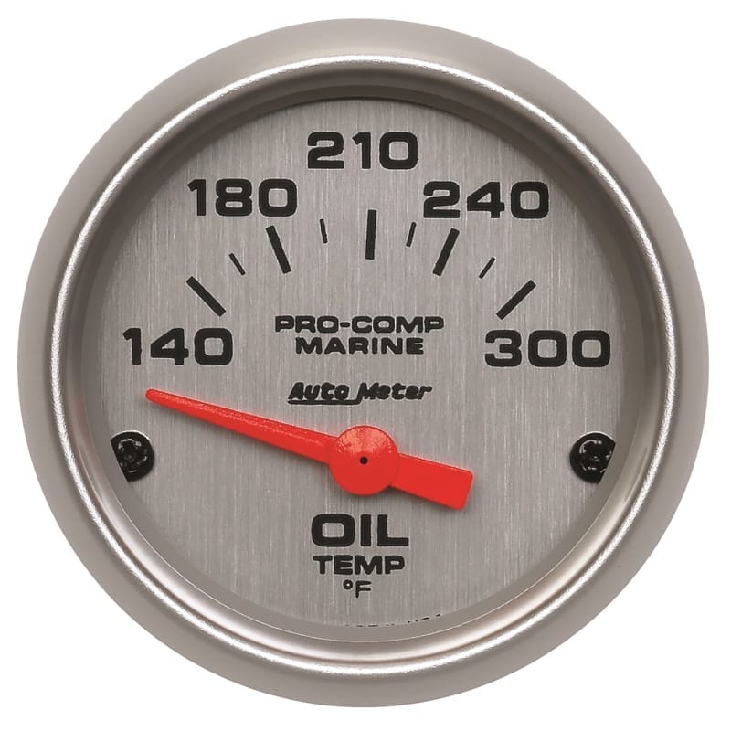 AutoMeter — Autometer Marine Silver Ultra-Lite 2-1/16in Electric Oil Temperature Gauge 140-300 Deg F
GA 2" OT 300F E MS