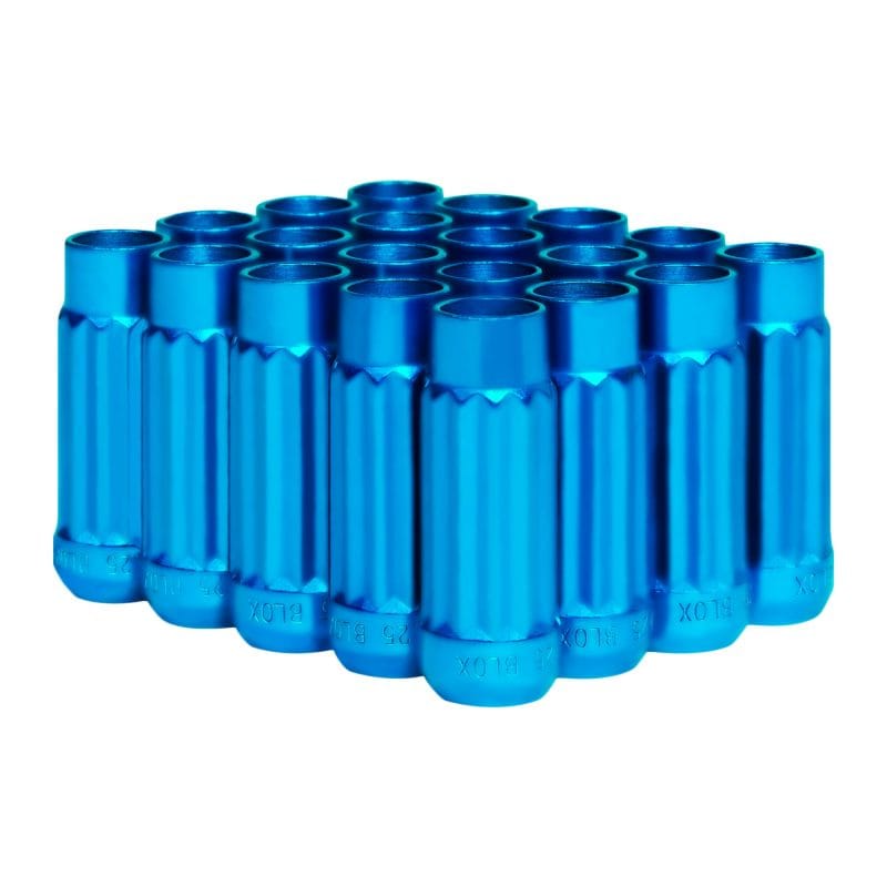 BLOX Racing — BLOX Racing Tuner 12P17 Steel Lug Nuts - Blue 12x1.25 Set of 20 12-Sided 17mm