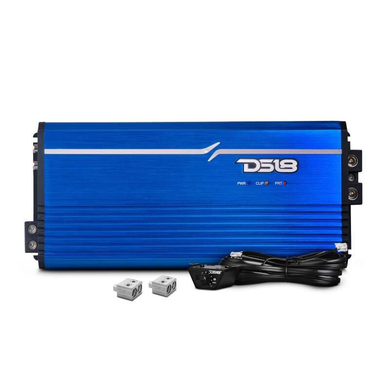 DS18 — DS18 1-Channel Amp Class D Full-Range Monoblock 5000 Watts RMS/1ohm DPIV1/0 Terminals Included Blue