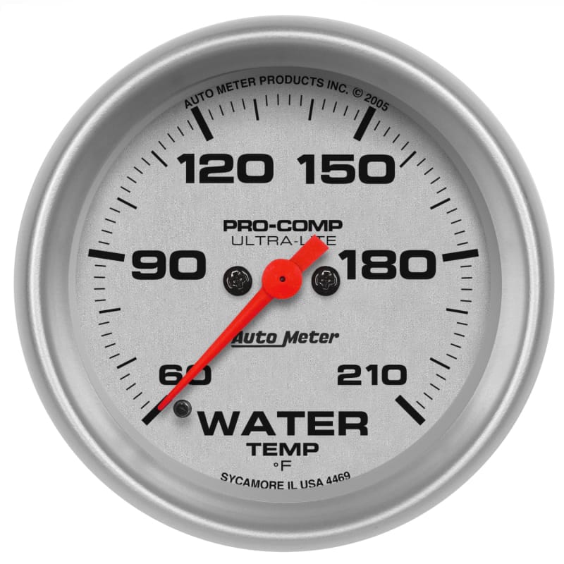 AutoMeter — Autometer Ultra-Lite 66.7mm Full Sweep Electronic 60-210 Degree F Water Temperature Gauge
2-5/8" LOW TEMP GA,