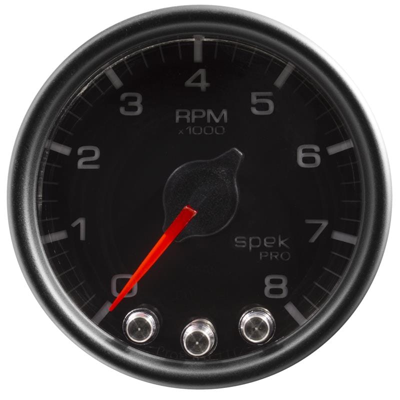 AutoMeter — GAUGE, TACH, 2 1/16", 8K RPM, W/ SHIFT LIGHT & PEAK MEM, BLK/BLK, SPEK-PRO