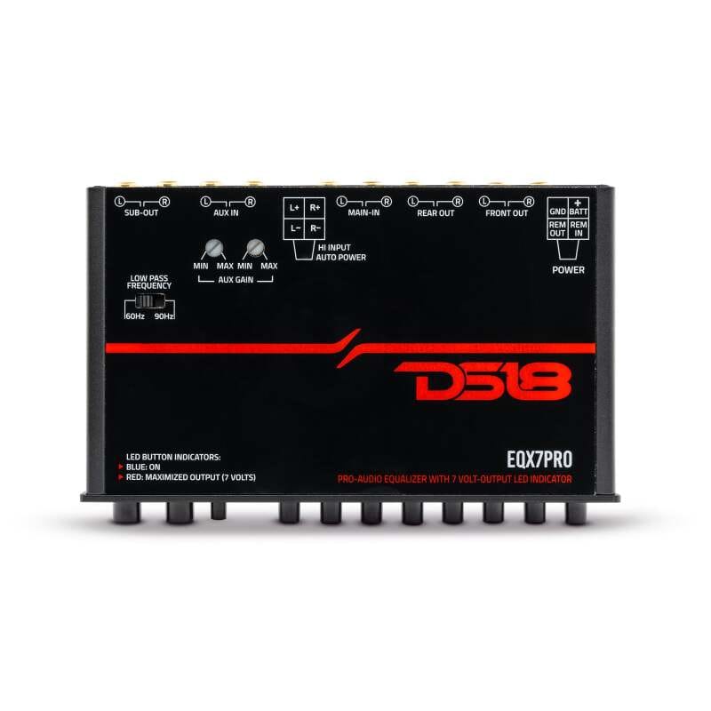 DS18 — DS18 EQX High Volt 7-Band Equalizer High Lvl Input Auto Turn On And High Volt LED Clipping Indicator