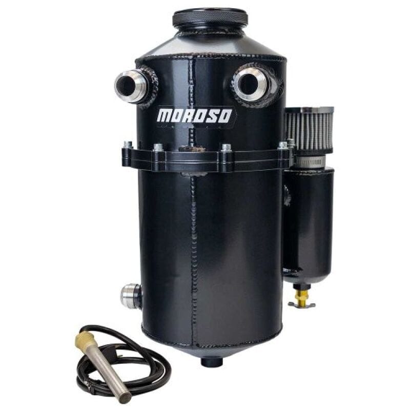 Moroso — Moroso 2 Piece 16.5in Tall 60/40 Split Dual Inlet 7.5qt Dry Sump Tank - Black