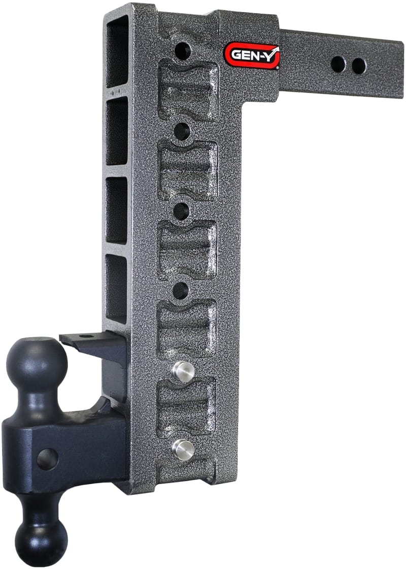 GEN-Y Hitch — Gen-Y Mega Duty 2.5in Shank 15in Drop 21K Hitch w/Dual-Ball/Pintle Lock/Stabilizer Kit
Drop Hitch