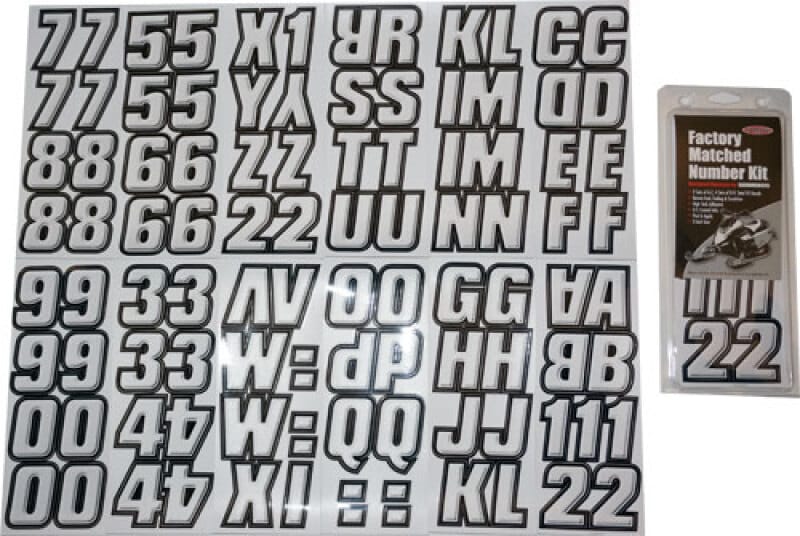 Hardline — Hardline Snowmobile Lettering Registration Kit 2 in. - 500 Silver/Black