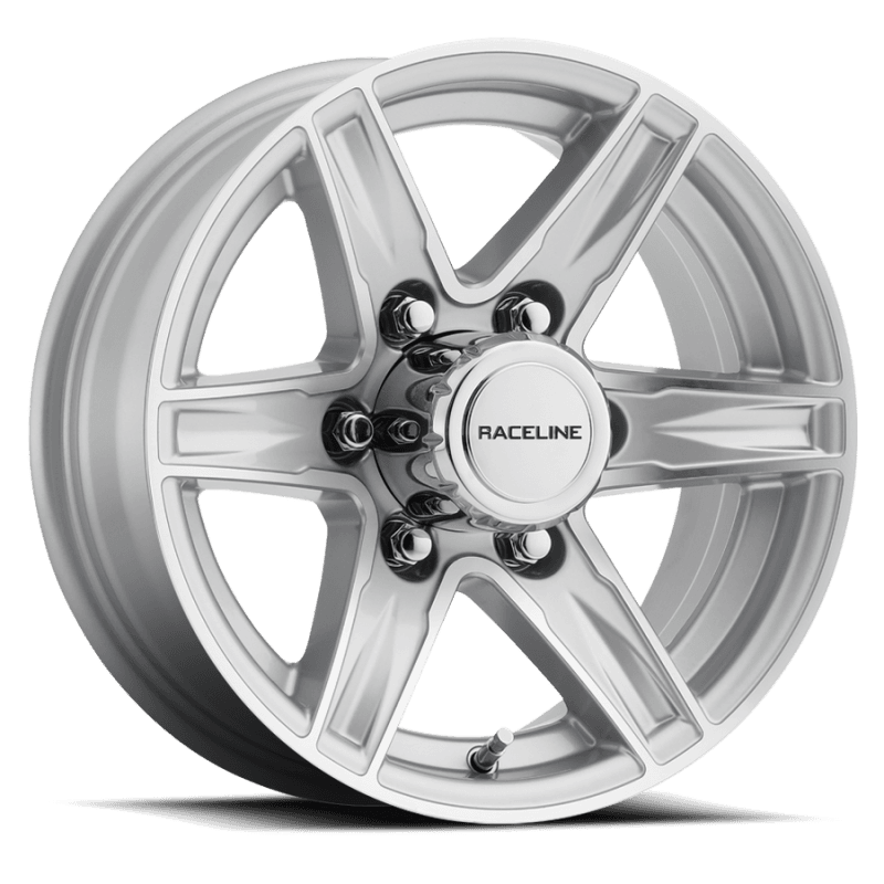 Raceline — Raceline 810S Stylus 16x6in / 8x165.1 BP / 0mm Offset / 4.90mm Bore - Silver & Machined Wheel