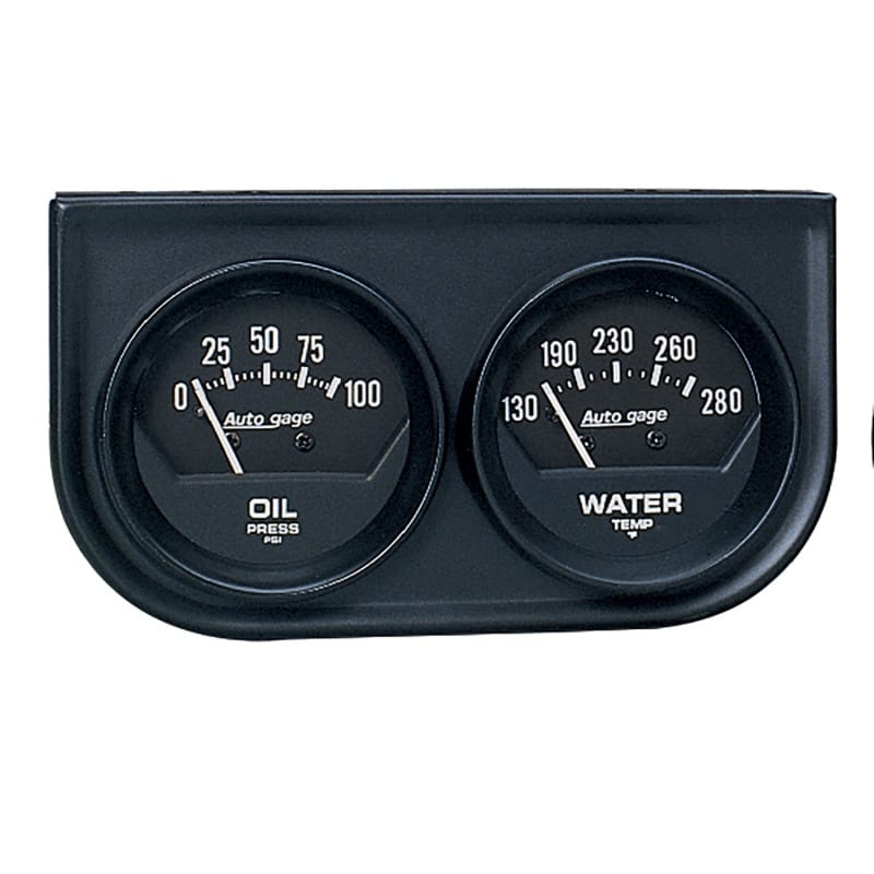 AutoMeter — Autometer AutoGage Two-Gauge Console 52.4mm Mech 0-100 PSI Oil Press / 130-280 Deg Water Temp- Black
2 GA PNL OP/WT M BK
