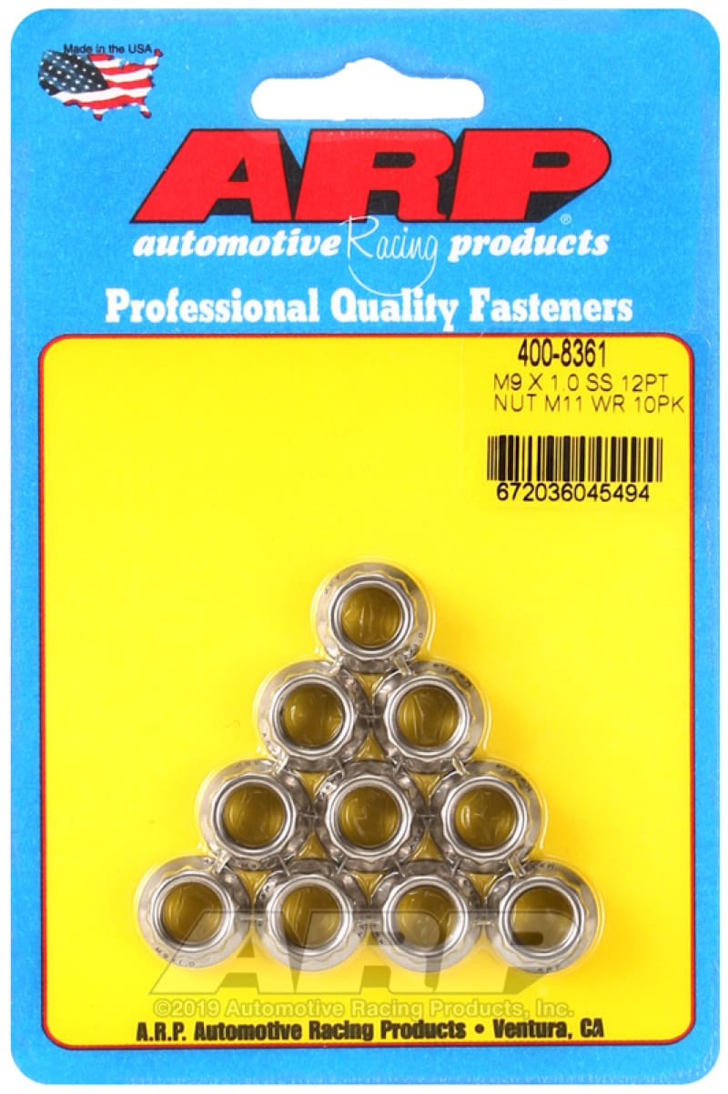 ARP — ARP M9 x 1.00 (M11 WR) SS 12pt Nut Kit (Set of 10)