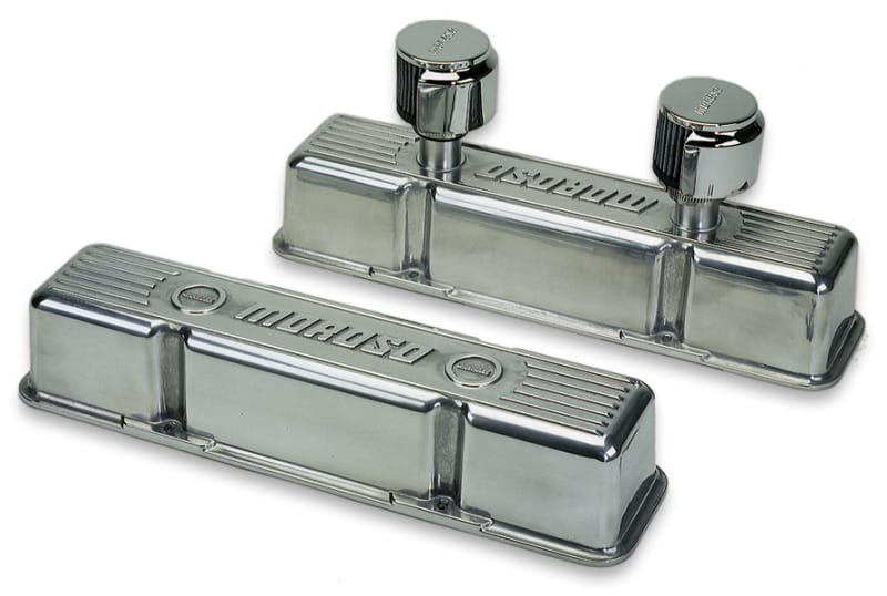 Moroso — Moroso Chevrolet Small Block Valve Cover - 1 Cover w/2 Breathers - Polished Aluminum - Pair