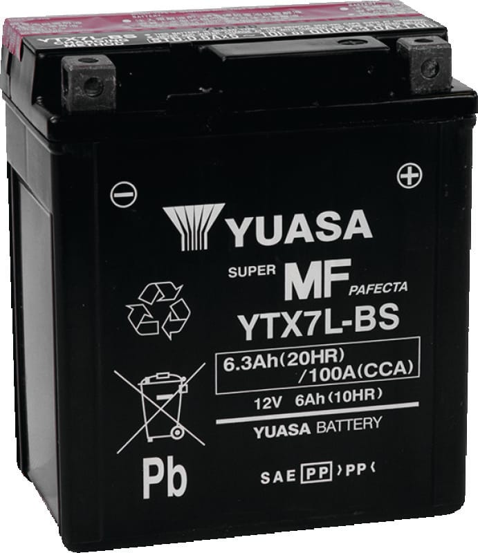 Yuasa Battery — Yuasa YTX7L-BS Maintenance Free AGM 12-Volt Battery w/Bottle