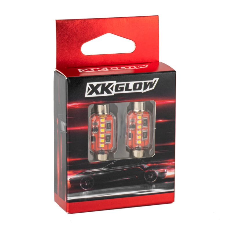 XKGLOW — XK Glow White Festoon Error Free Ultra Bright LED Bulbs w/ Built-in Canbus 2pc 42mm