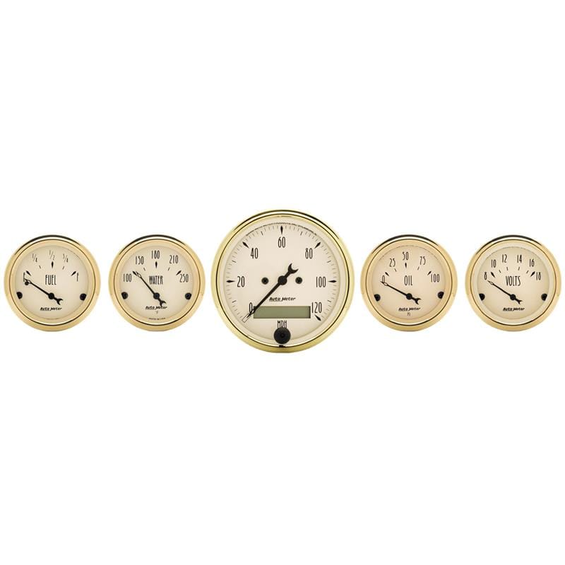 AutoMeter — AutoMeter Gauge Kit 5 Pc. 3-1/8in. & 2-1/16in. Elec. Speedometer Golden Oldies
GOLDEN OLDIES 5 PC.