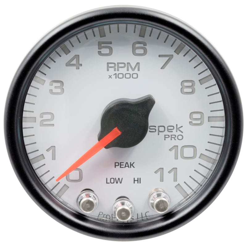 AutoMeter — Autometer Spek-Pro Gauge Tach 2 1/16in 11K Rpm W/ Shift Light & Peak Mem Wht/Blk
GA 2" 11KRPM WCB SPK