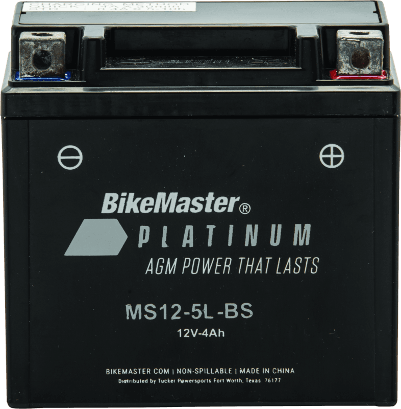 BikeMaster — MS12-5L-BS Battery, 12V Battery, 114mm L x 69mm W x 109mm H, 75 CCA