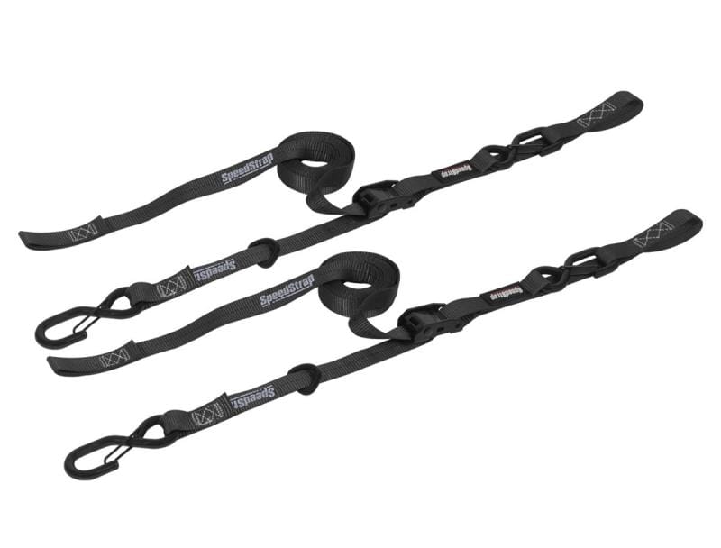 SpeedStrap — SpeedStrap 1In x 10Ft Cam-Lock Tie Down with Snap S-Hooks and Soft-Tie (2 Pack) - Black