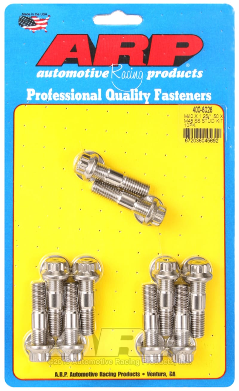 ARP — ARP M10 x 1.25/1.50 x 48mm Broached 10 Piece Stud Kit