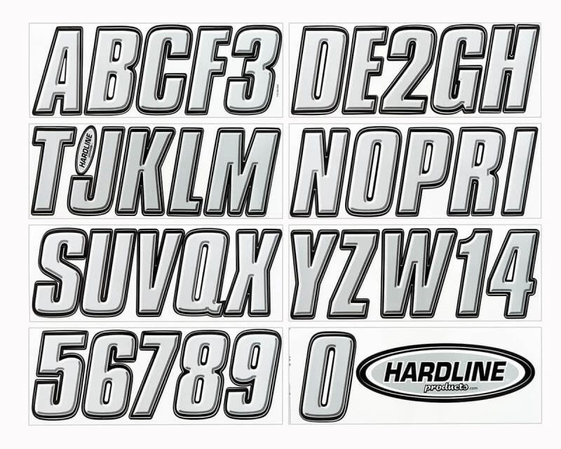 Hardline — Hardline Boat Lettering Registration Kit 3 in. - 800 Silver/Black