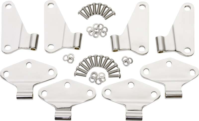 Kentrol — Kentrol 07-18 Jeep Wrangler JK Body Door Hinge Set 8 Pieces 4 Door - Polished Silver