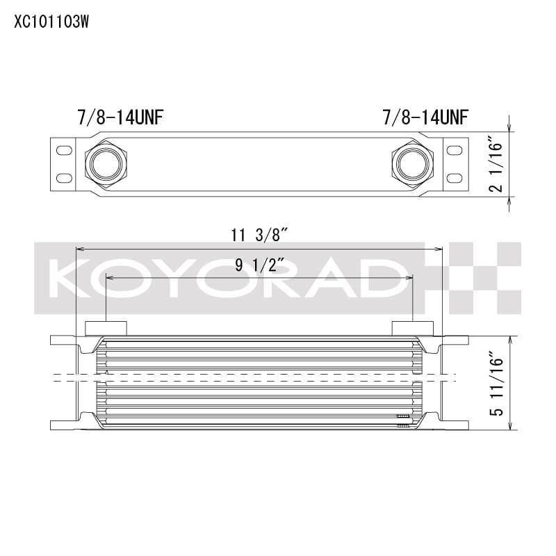 Koyo — Koyo 10 Row Oil Cooler 11.25in x 3in x 2in (AN-10 ORB provisions)
Racing Oil Cooler