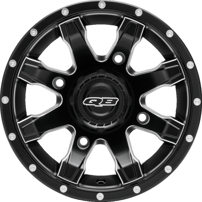 QuadBoss — Grinder Wheel, 12x7 4/137 5+2, Matte Black/Machined