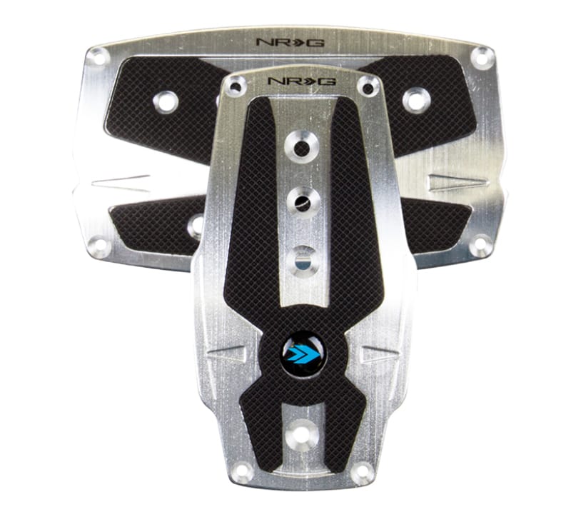NRG — NRG Brushed Aluminum Sport Pedal A/T - Silver w/Black Rubber Inserts