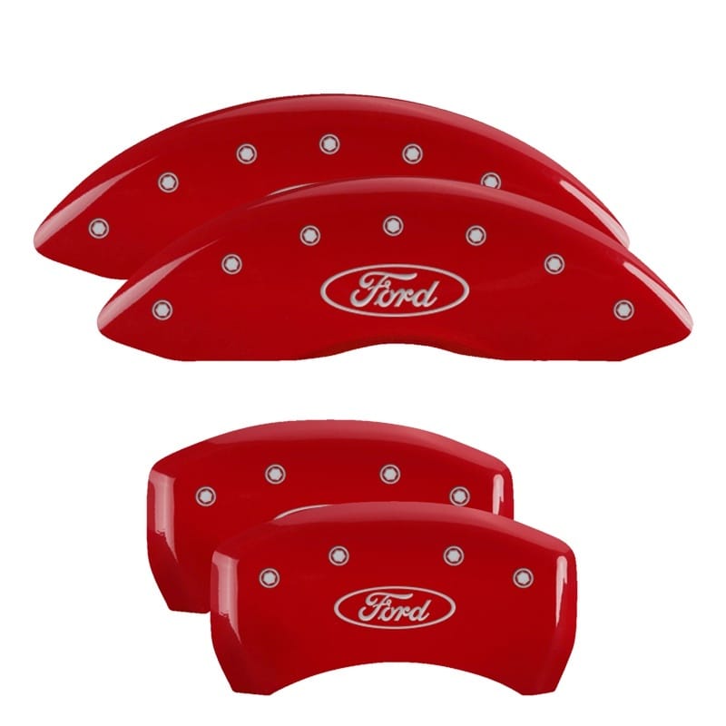 MGP — MGP 4 Caliper Covers Engraved Front & Rear Oval logo/Ford Red finish silver ch
Caliper Covers