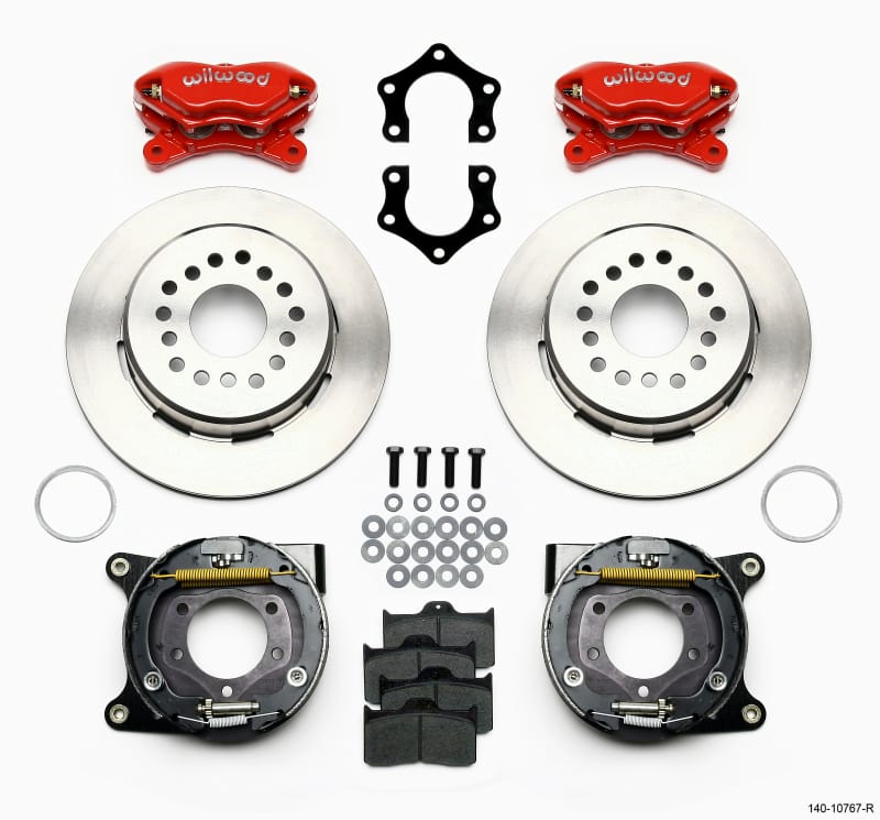 Wilwood — Wilwood Forged Dynalite P/S Park Brake Kit Red Mopar/Dana 2.50in Off w/Snap Ring Bearing
BRAKE KIT