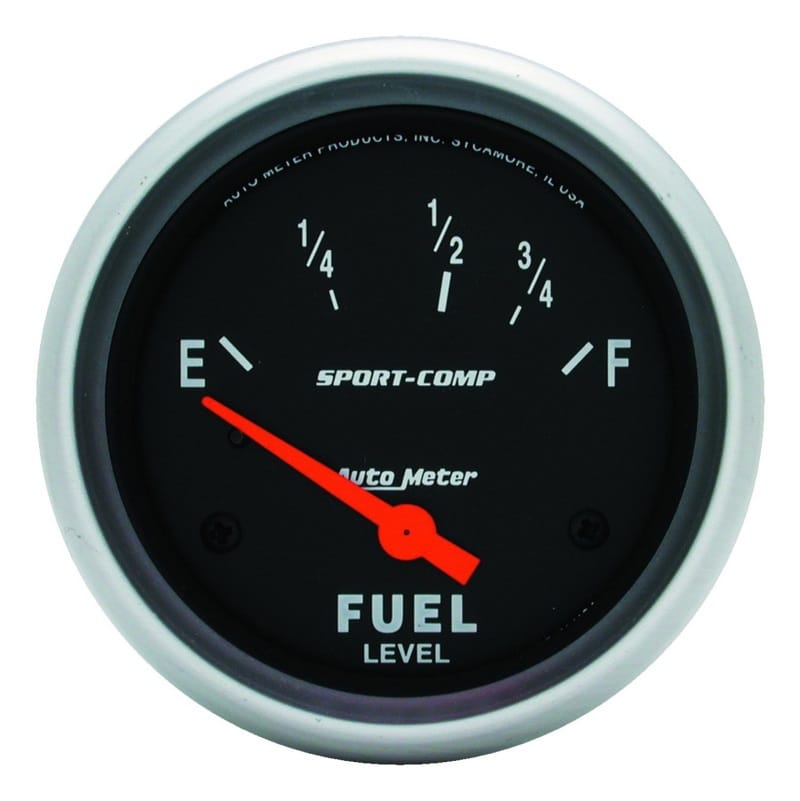 AutoMeter — Autometer Sport-Comp 2 5/8in 24ohm-33ohm Fuel Level Gauge
2-5/8" FUEL LEVEL, 2