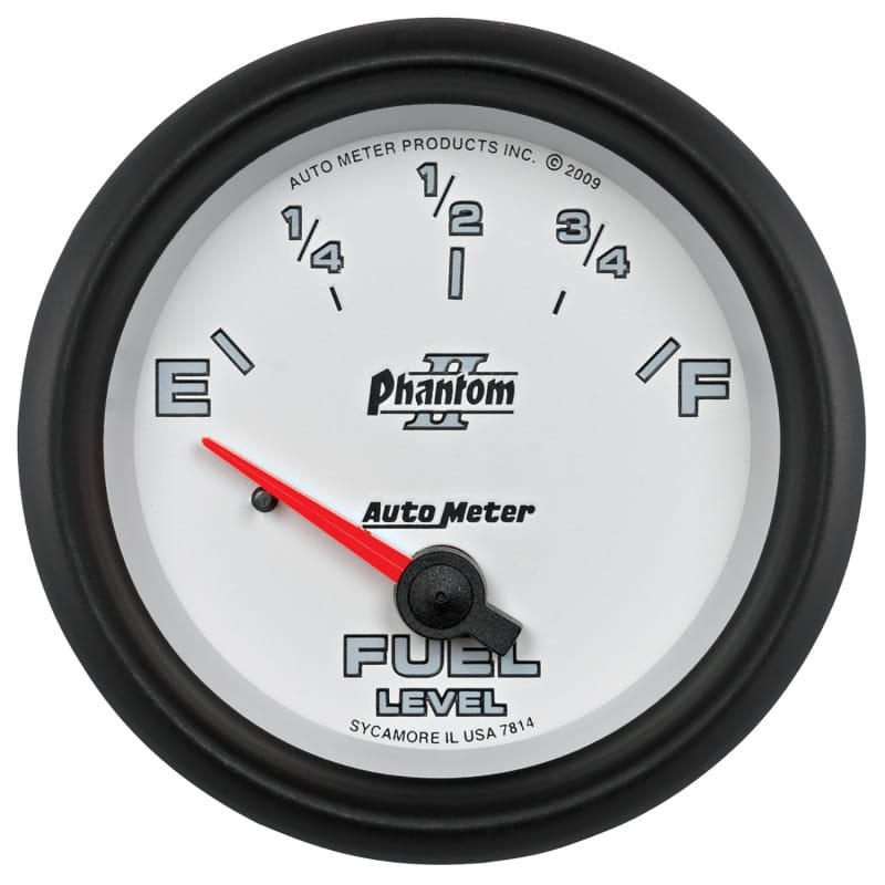AutoMeter — AutoMeter Gauge Fuel Level 2-5/8in. 0 Ohm(e) to 90 Ohm(f) Elec Phantom II
2-5/8" FUEL LEVEL, 0