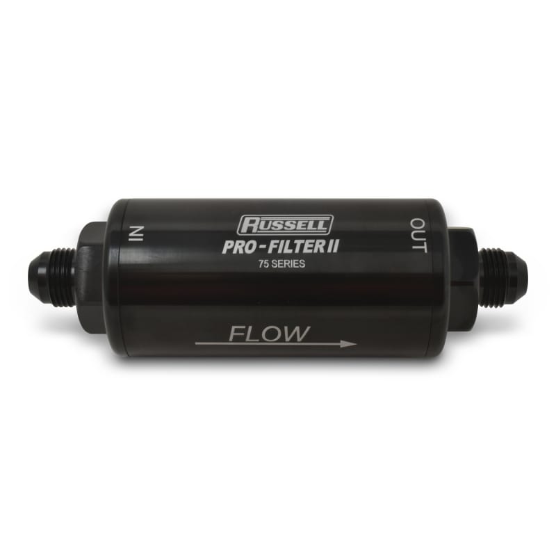 Russell — Russell Performance Profilter Fuel Filter 6.25in Long 10 Micron -6AN Inlet -10AN Outlet - Black