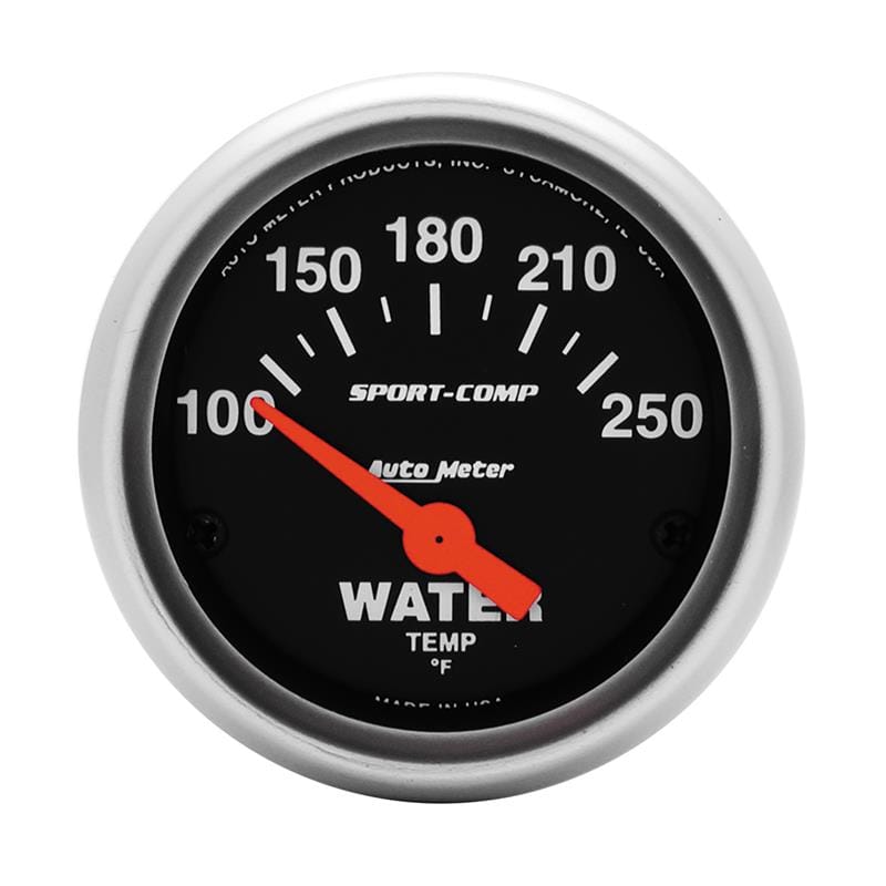 AutoMeter — Autometer Sport-Comp 52mm 100-250 Deg F Electronic Water Temp Gauge
2" WATER TEMP, 100-2