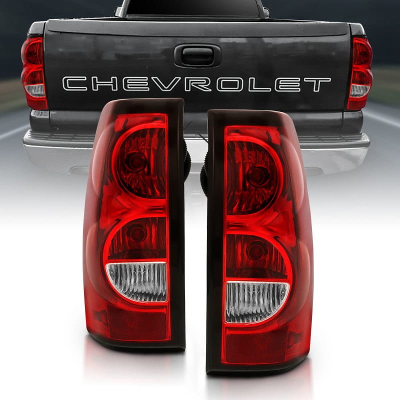 ANZO — ANZO 2004-2007 Chevy Silverado Taillight Red/Clear Lens w/Black Trim (OE Replacement)