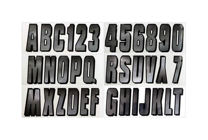 Hardline — Hardline Boat Lettering Registration Kit 3 in. - 300 Chrome/Black