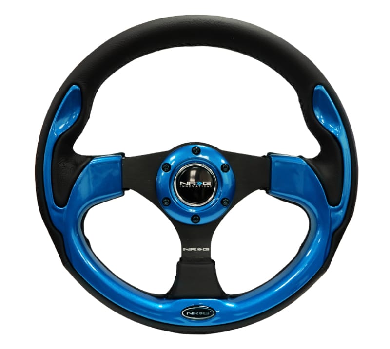 NRG — NRG Reinforced Steering Wheel (320mm) Blk w/Blue Trim