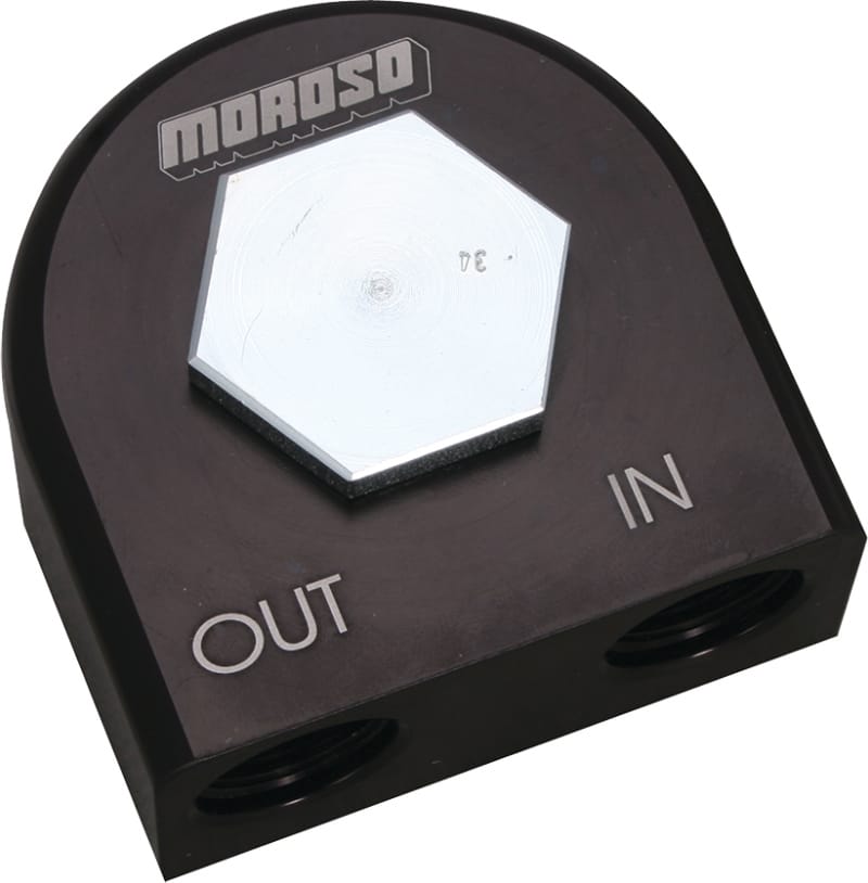 Moroso — Moroso Universal Remote Oil Filter Adapter - 90 Degree - 3/4in-16 Thread
